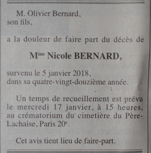 Avis Décès Nicole